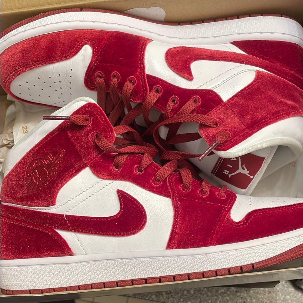 Jordan Red and White Sneakers Classic High-Top